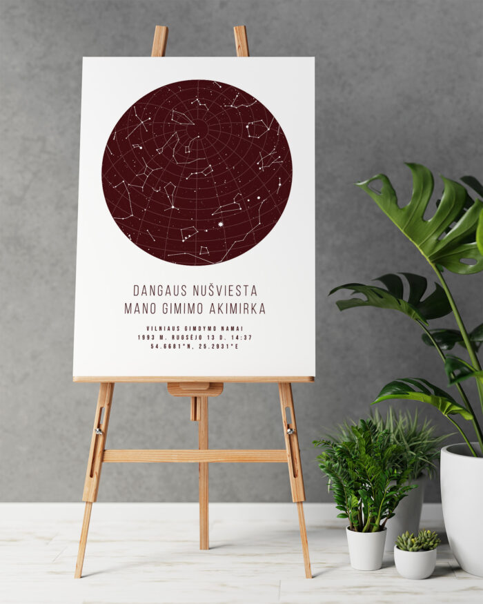 Žvaigždėlapis ant drobės – Baltas/Bordo