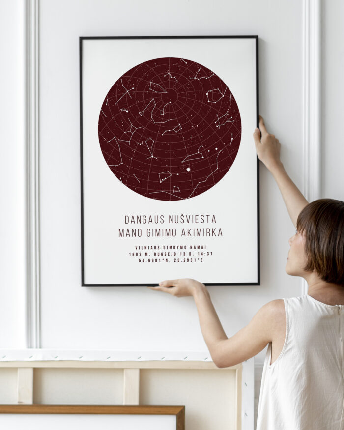 Žvaigždėlapis ant popieriaus – Baltas/Bordo
