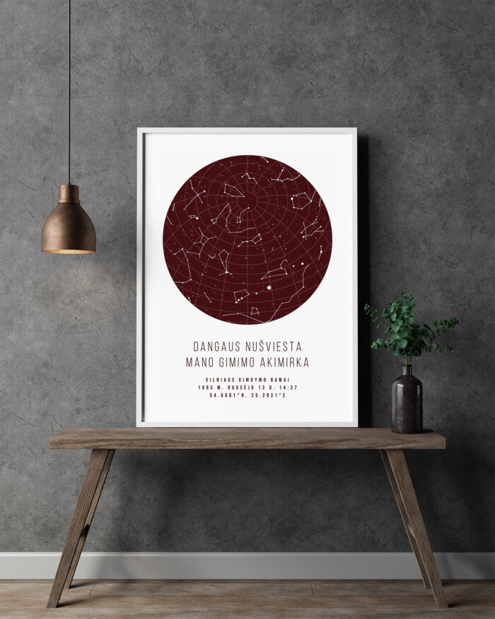 Žvaigždėlapis ant popieriaus – Baltas/Bordo